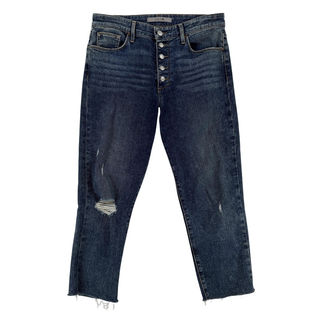 Joes Jeans Crop Jeans Womens 29 Blue Dark Wash High Rise Slim Stretch Button‎